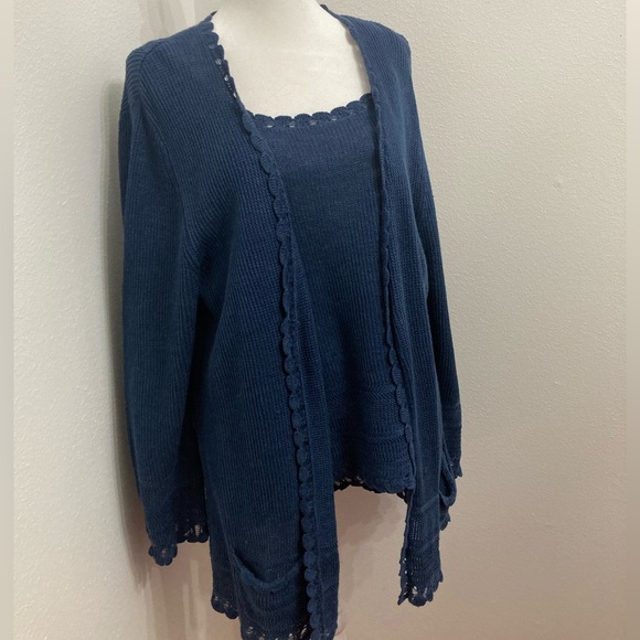 GUC Lauren Ralph Lauren Cardigan Sweater with Matching Sweater Cami XL - Picture 2 of 12